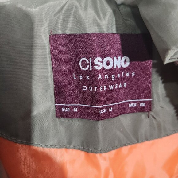 Ci Sono Olive Green Faux Shearling Hooded Oversized Puffy Parka Puffer Coat M - Picture 2 of 16